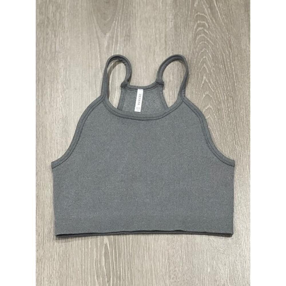 1X/2X GRAY ZENANA CROPPED RACERBACK TANK-NWT - Picture 2 of 3